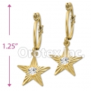 EL 295 Gold Layered CZ Long Earrings